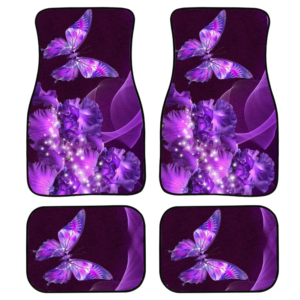 

Nordic temperament printing butterfly pattern car accessories four-piece car foot mat customization