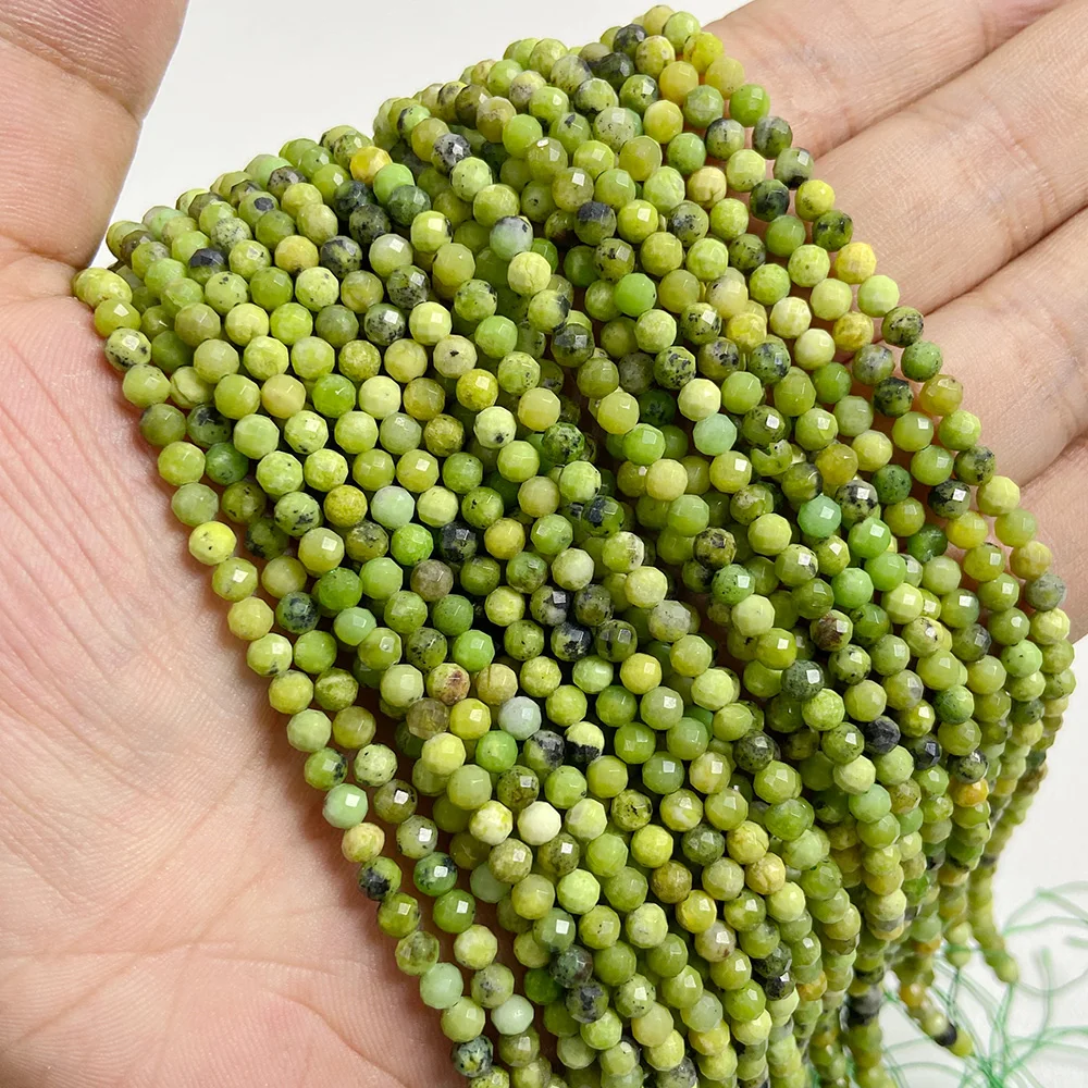 Small Green Natural Stone Faceted Beads