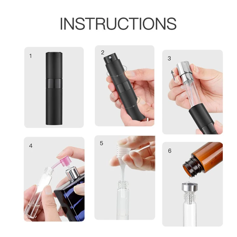 Perfume atomizer 7Pcs/set 8ML Atomizer Perfume Spray Bottle Travel Empty Cologne Dispenser Portable Sprayer Mini Perfume Atomizer