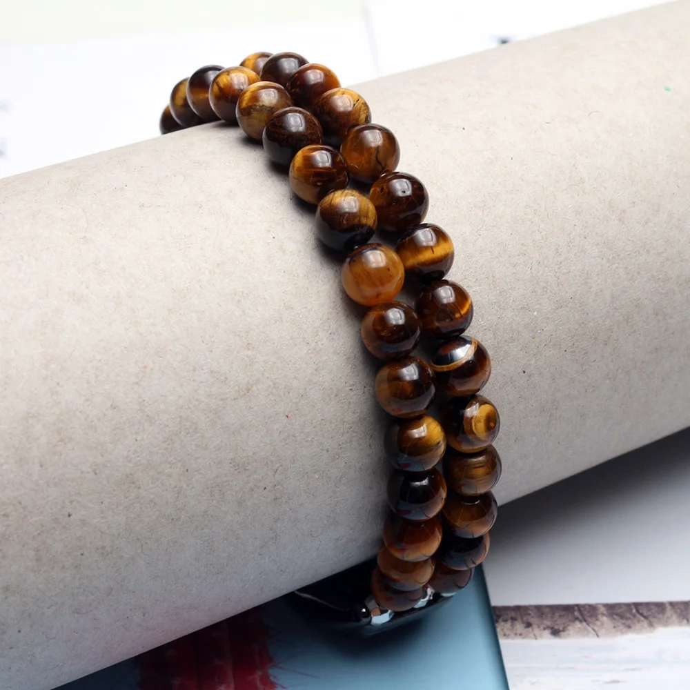 Elegant Beaded Elastic Smartwatch Bracelet – Stone Jewelry Wristband for Mi Band