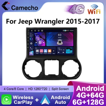 Camecho 6 + 128G inalámbrico CarPlay Android Auto Radio de coche para Jeep Wrangler 2015 2016 2017 GPS estéreo 4G WIFI reproductor Multimedia 1