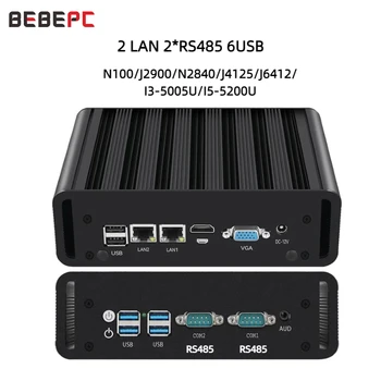 Mini PC industriale senza ventola Intel N100 J6412 Dual LAN 2xCOM RS485 6USB 4G SIM GPIO Supporto WiFi Computer 1