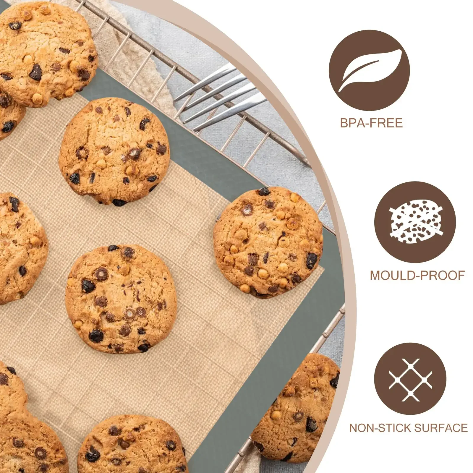 Set of 3 30x40cm/20cm Silicone Baking Mat Non-Stick Large Reusable Bakeware Sheet Liner For Cookie/Bread/Macaroon Kitchen Tool