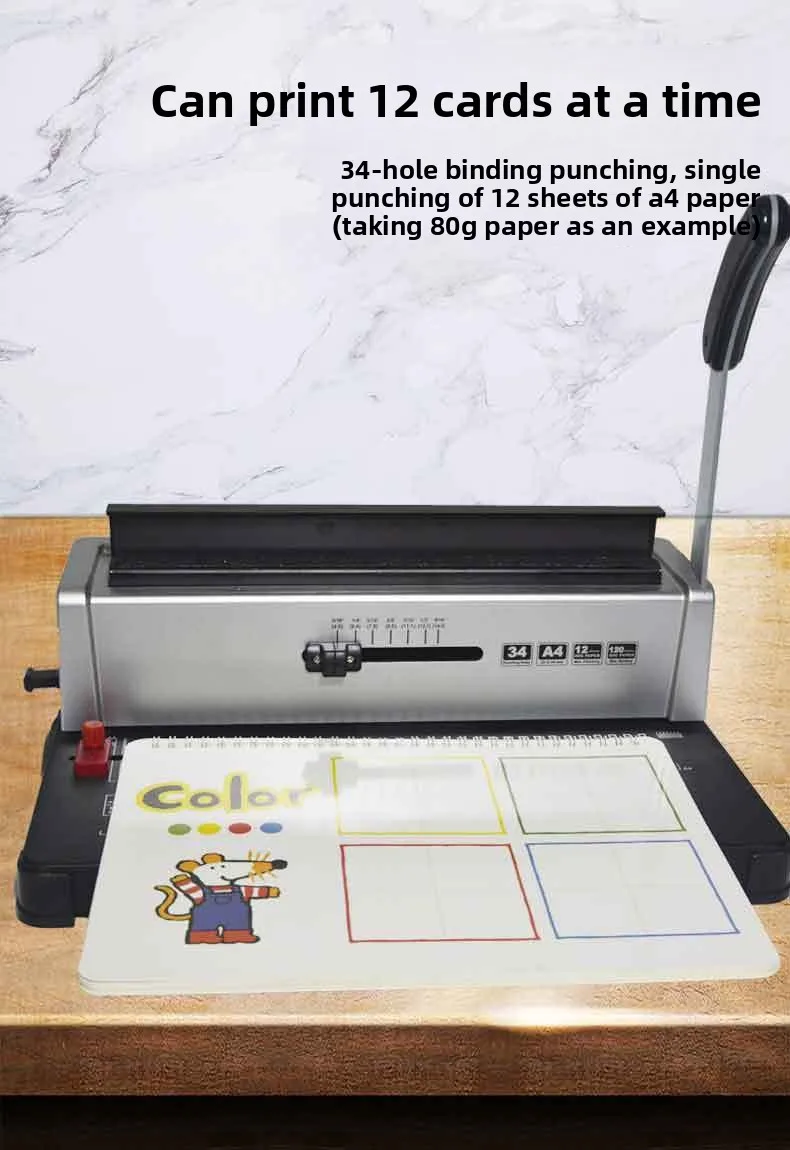 34홀 바인딩 기계, 계약 입찰용 소형 수동 책상 달력/벽걸이 달력 사각 홀 펀칭기 2026