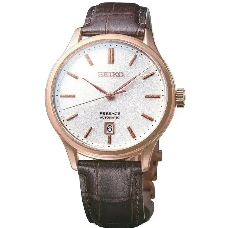 Orologio Meccanico Automatico Da Uomo Originale Japan Seiko Presage In Pelle Marrone Srpd42J1