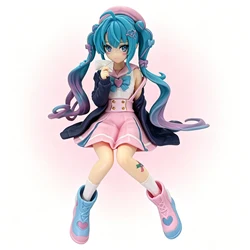 Hatsune Miku Sakura Pink Anime Figure - Sitting Pose PVC Collector's Item & Decorative Gift (No Box)