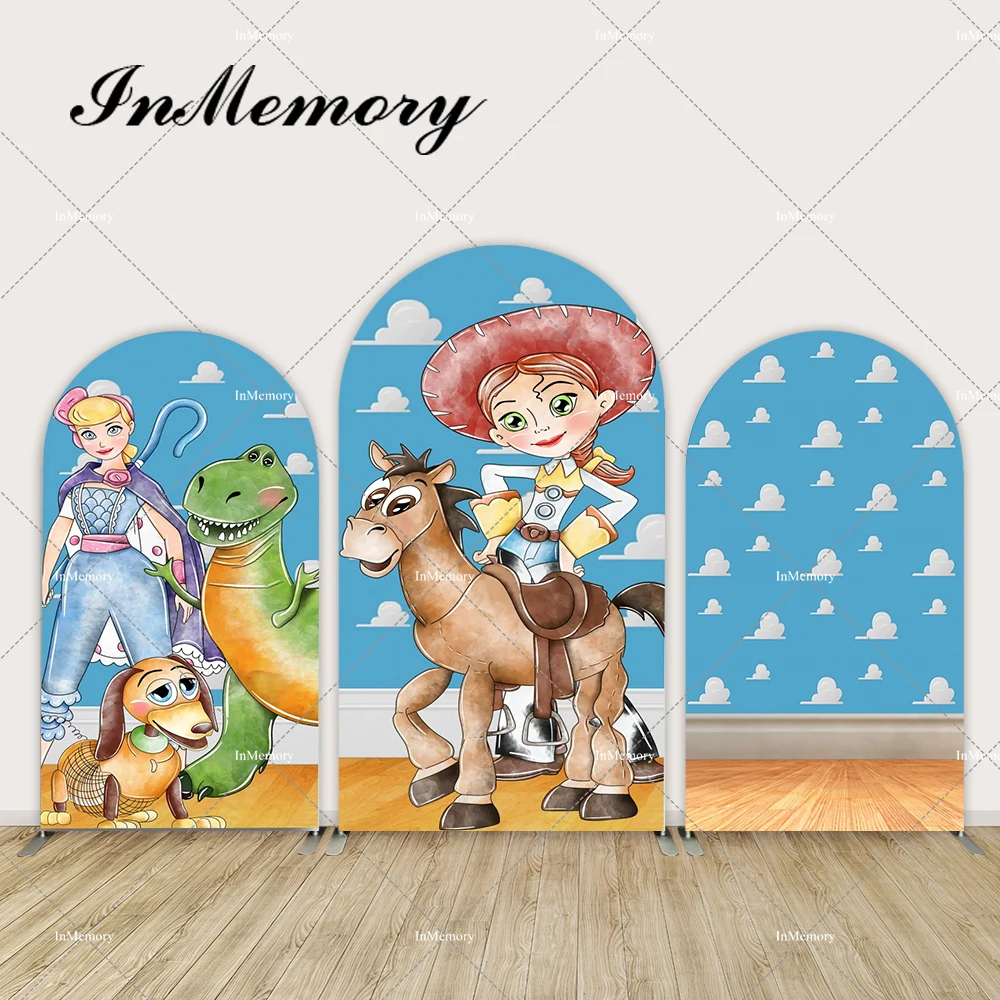 

Sky Blue Clouds Toy Story Theme Arch Backdrop Cover Jessie Girls Birthday Party Photography Background Chiara Wall Banner