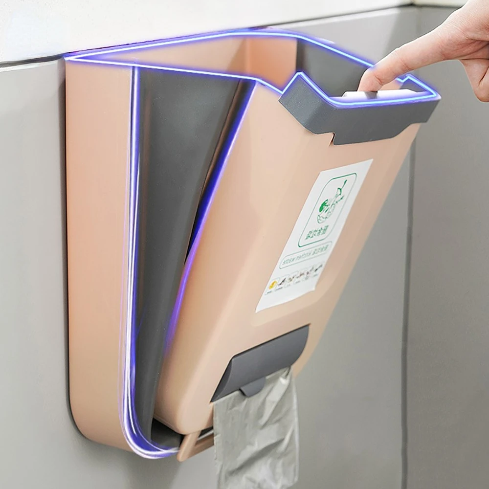 Trash Can Kitchen Wall-mounted Folding Household Cabinet Hanging Storage Creative Classification