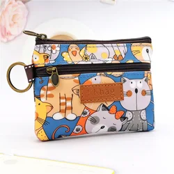 Adorable Animal Zipper Wallet: Stylish Coin & Card Holder (Little cat blue)