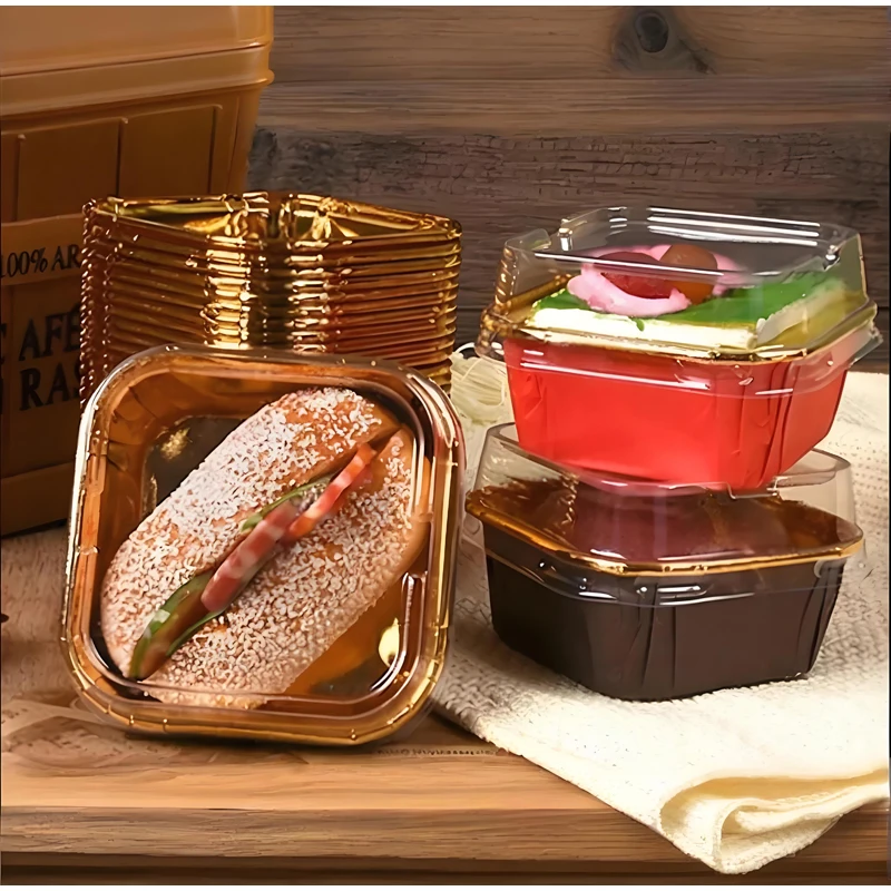 Square Cupcake Cups 6.5x3.5cm Waterproof Oil-proof Pudding Cake Cup Disposable Foil Baking Muffin Box Party Decor 50pcs
