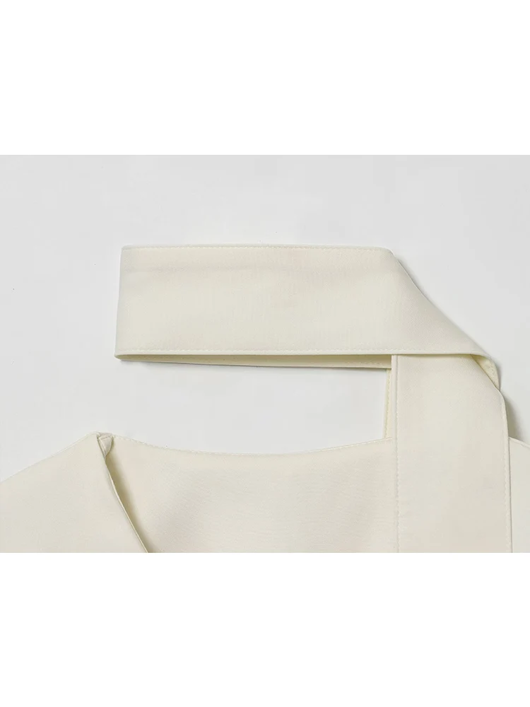 Women Suit Jacket With Long Scarf Blazer Sexy V Neck Full Sleeves Button Up Slimming Coat Office Lady Simple Commuting Jacket