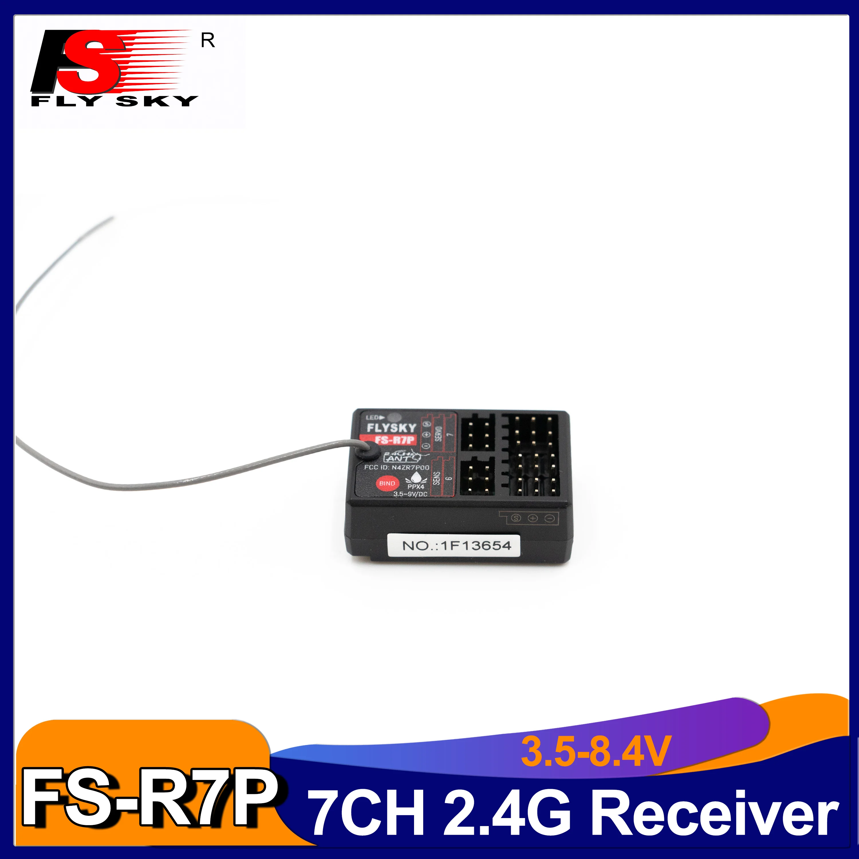 

FLYSKY FS-R7P 7 Channel 2.4G Receiver 3.5-8.4V Single Antenna PPX4 Waterproof PWM for RC Model Car Boat Transmitter Accessories