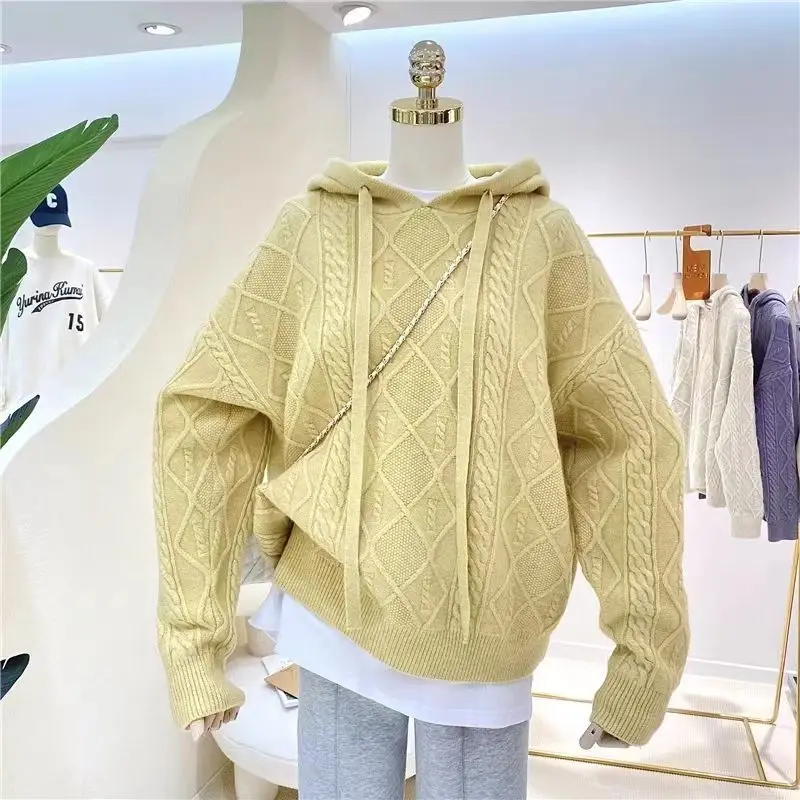 Unterer Pullover, Strickpullover für Damen im Herbst, Kapuzenpullover, neuer Stil 2025, verdicktes modisches Oberteil – Detail 9