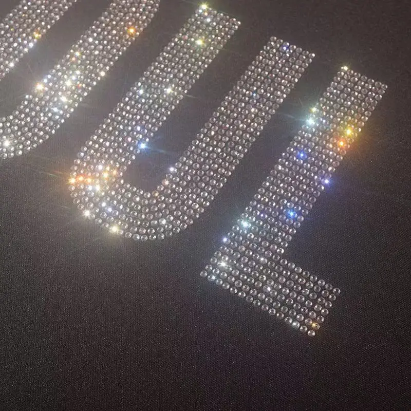 슈퍼 플래시 영문 SOUL 중공업 핫 스탬핑 다이아몬드 패턴 페이스트, 새로운 의류 액세서리, 핫 스탬핑