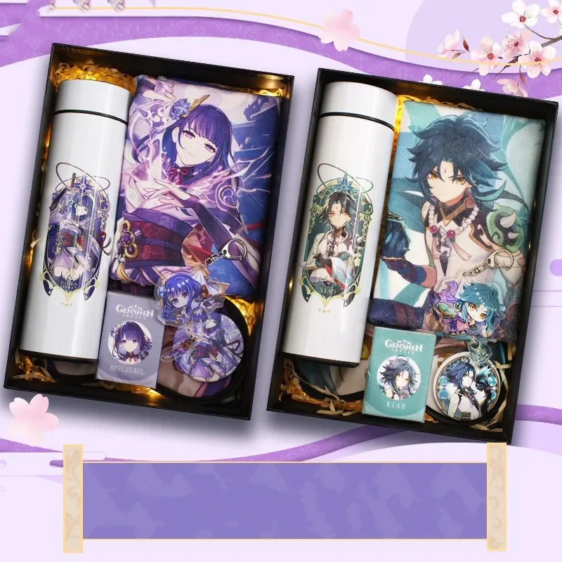 

Genshin Impact Anime Water Cup Towel Hanging Picture Xiao Zhong Li Kaedehara Kazuha Cosplay Peripheral Birthday Gift Box