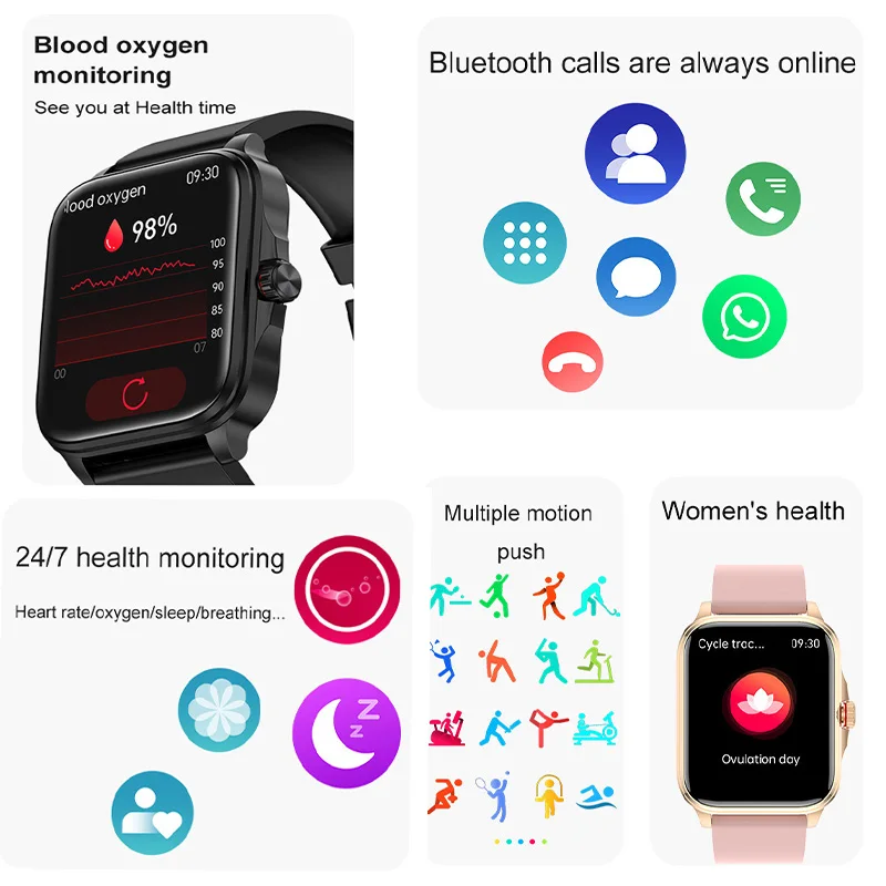 2026 Health Smart Watch Heart Rate Blood Oxygen Blood Pressure Monitoring Bluetooth Call IP67 GPS Track Tracking Smartwatches 3