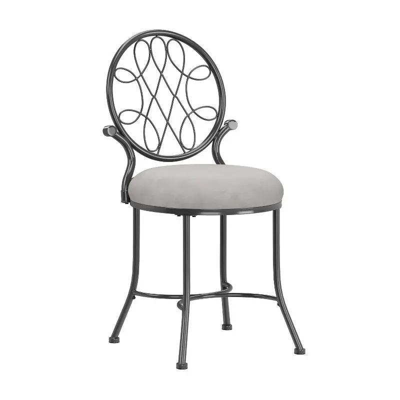 

Metallic Gray 19" Metal Vanity Stool - Stylish Seating for Makeup Areas