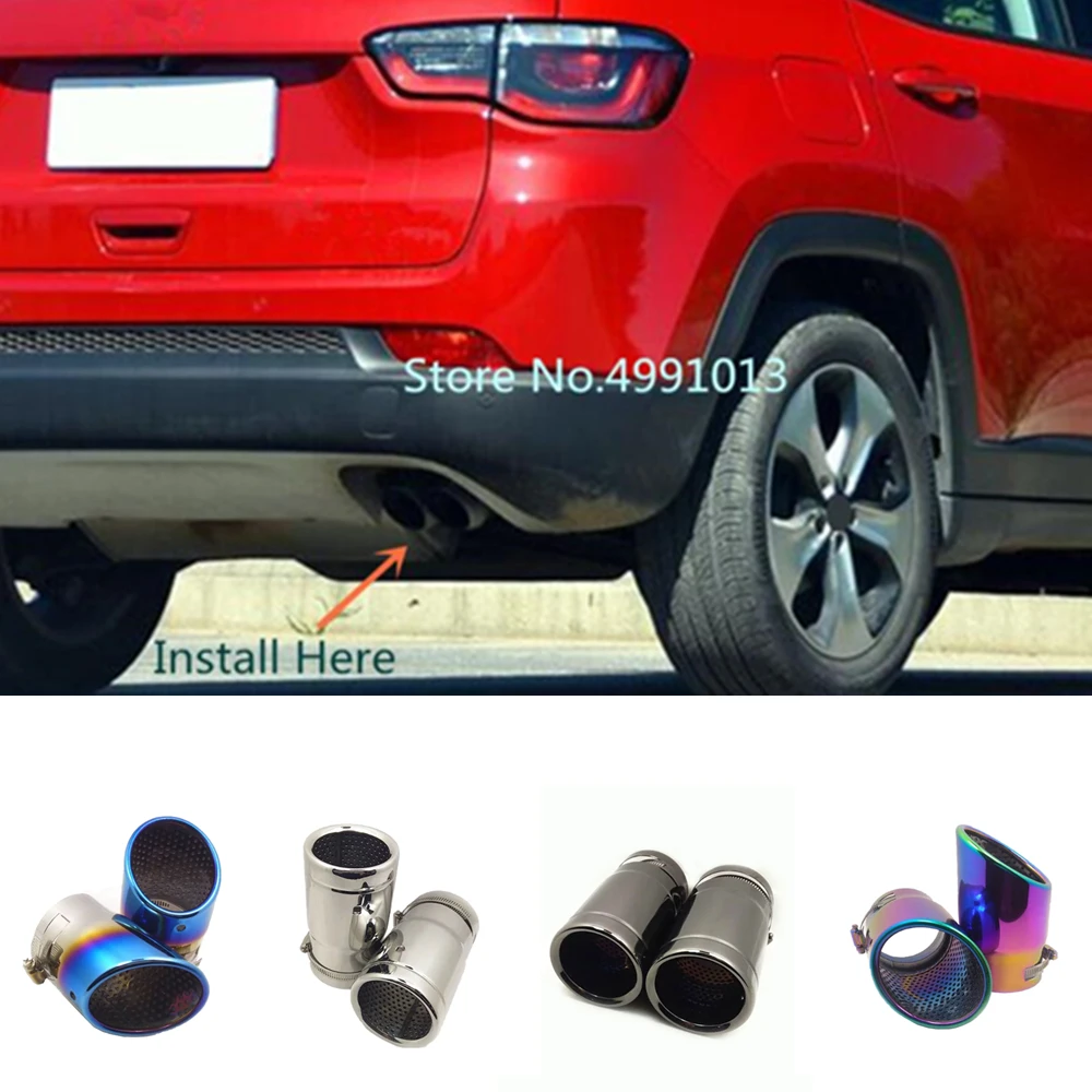 

2 шт., автомобильный глушитель для Jeep Compass 2017 2018 2019