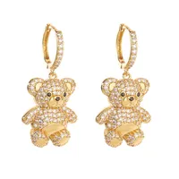 Women's Earrings Plated with 18k Gold Colored Zircon Crystal Cartoon Bear Earrings Popular Fashion Jewelry Festival Gift 1