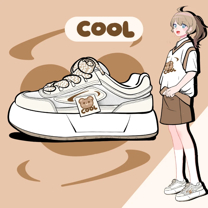 

Amy and Michael Kawaii Anime Bear Shoes Lovely Girls Students Chunky Tennis Shoes Female Women Breathable Mesh Casual Sneakers