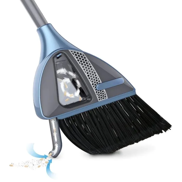 2 In 1 Vacuum Broom with Built In Vacuum Cleaner Stitched Cordless Track Foldable Broom Cleaning