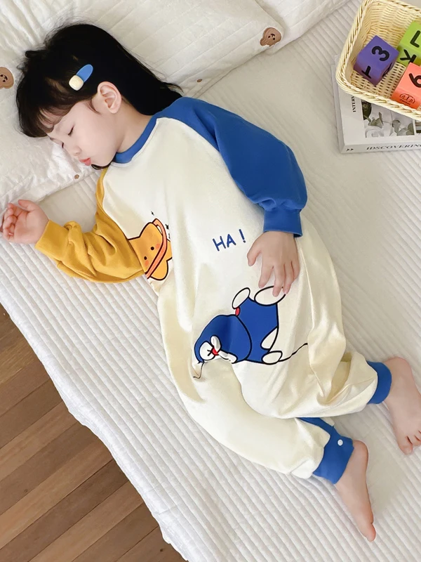 순면 아동 롬퍼 수트 가을 겨울 여아 수면복 방한 긴팔 긴바지 보온 흡수 홈웨어