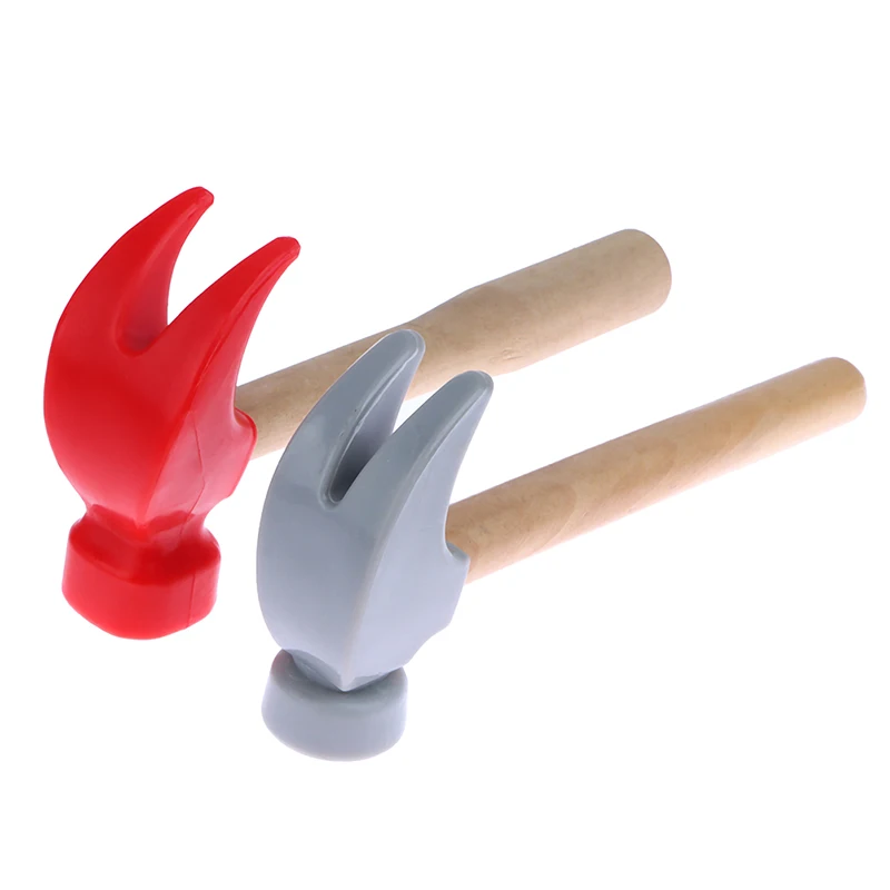 Children's simulation hammer wooden handle solid hammer toy beat repair tool mini wooden solid PP plastic super strong kids repair toys plastic construction toys kids construction toys kids pretend play set kids educational toys home repair toys model assembly tools