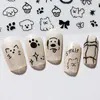 2pcs 3D Cute Silver Smile Dog Decals Y2K Cartoon Cat Footprint Nail Stickers Graffiti Star Heart Bowknot Manicure Slider Decor 5