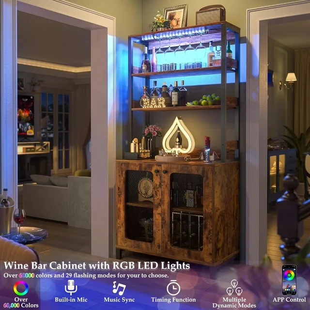 67" LED Wine Bar Cabinet 3