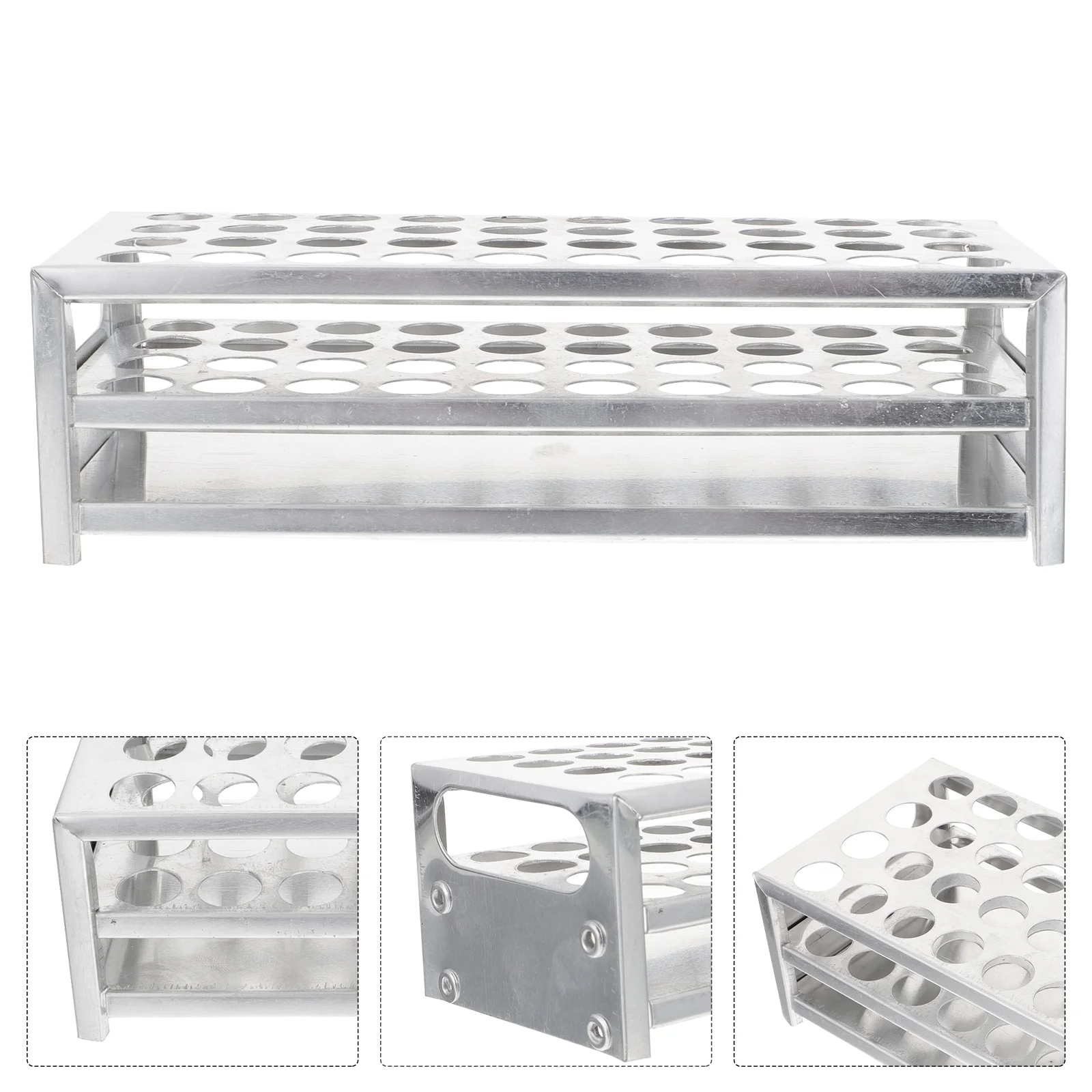 Holes Aluminum Test Tube Rack Test Tube Stand Holder Shelf Laboratory School Experiment Supplies