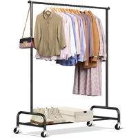 Heavy Duty Clothing Racks for Hanging Clothes Rack, 43" Wide Rolling Garment Rack Metal Clothing Hanger 1