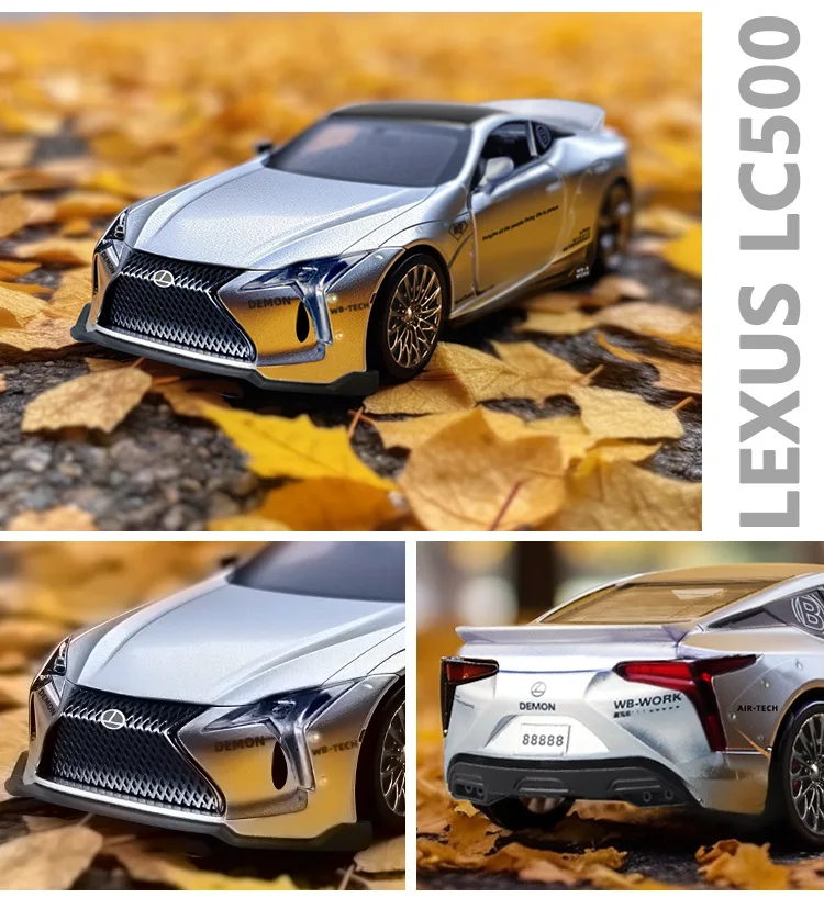 1:32 Lexus LC500 Diecast Metal Alloy Model car Sound Light Pull