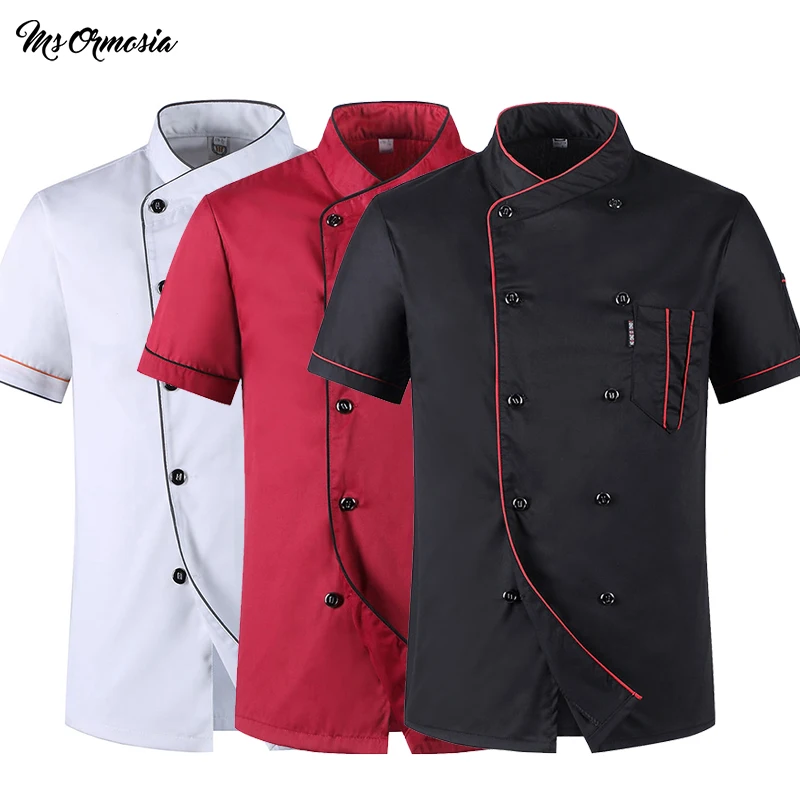 Short Sleeve Restaurant Chef Kitchen Work Uniforms Double Breasted Sushi Bakery Cafe Waiter Catering Food Service Jackets Aprons short sleeved food service jacket kitchen restaurant work uniforms bakery cafe chef cooking clothes summer workwear clothing