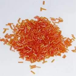 Vibrant Twisted Glass Bugle Beads for Jewelry and Garment Design (300 Pieces) (Orange AB43)