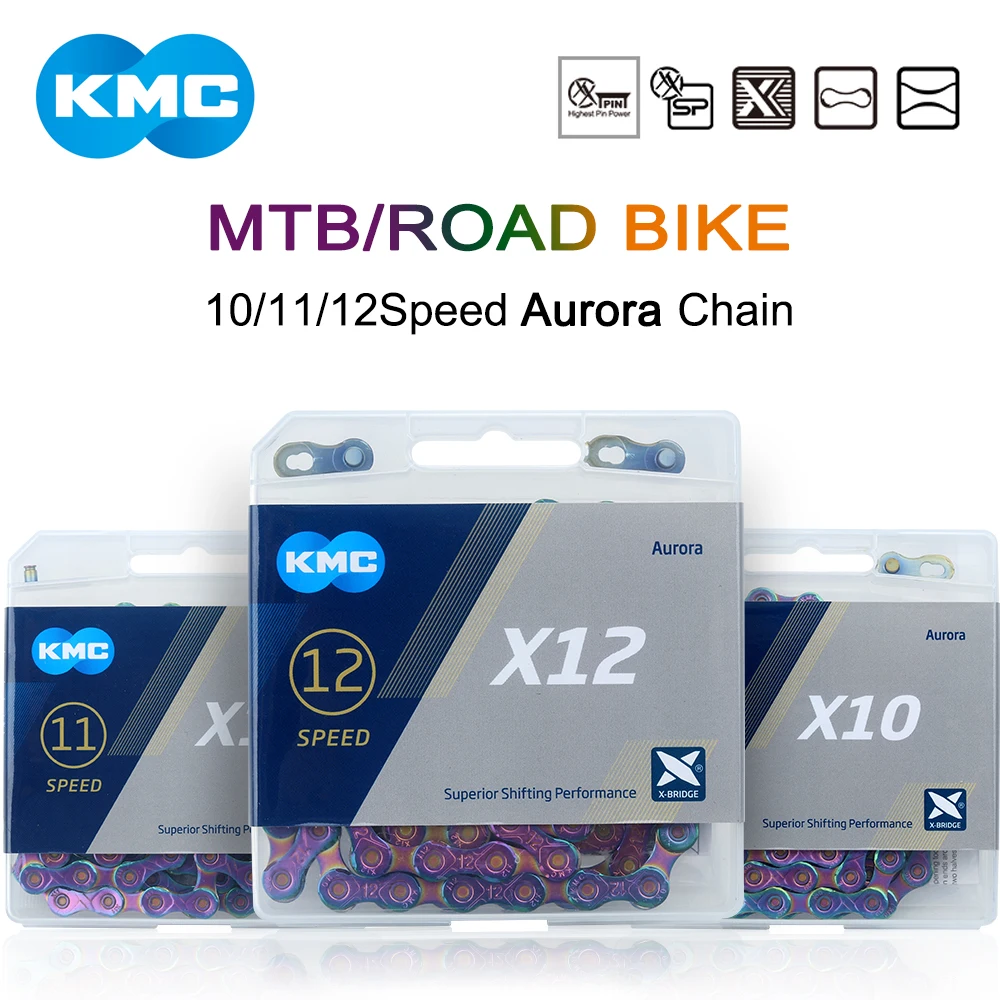 

Велосипедная цепь KMC COBU разноцветная X10 X11 X12 10/11/12 скоростная горная велосипедная цепь/фотосессия 10 В/11 в/12 В разноцветная велосипедная цепь Aurora