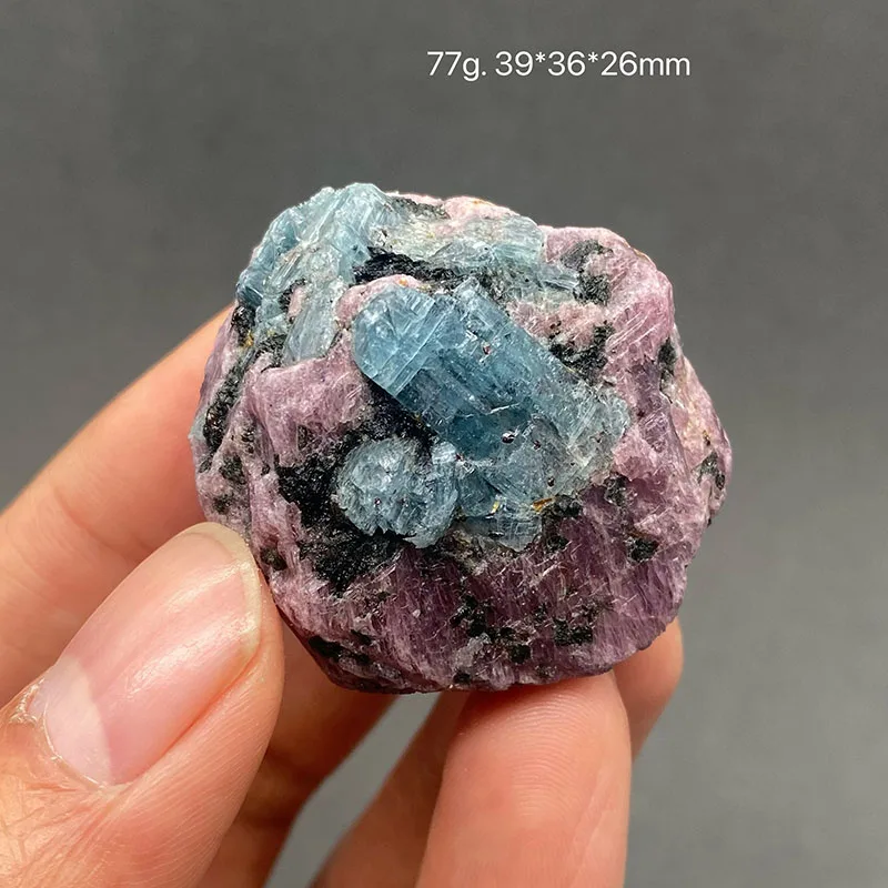 100% Rare Natural Ruby and  Aquamarine  Mineral Specimens Stones and Crystals Healing Crystal from Myanmar