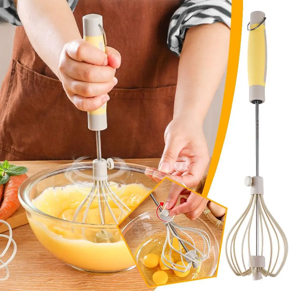 

Semi-automatic Egg Beater 304 Stainless Steel Egg Whisk Manual Hand Mixer Self Turning Egg Stirrer Kitchen Accessories Egg Tools