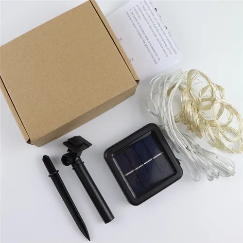 정원용 태양광 LED 조명, 야외 3*3 방수 커튼 조명, 태양 전지 패널, 구리 와이어, 화환, 정원 장식 6