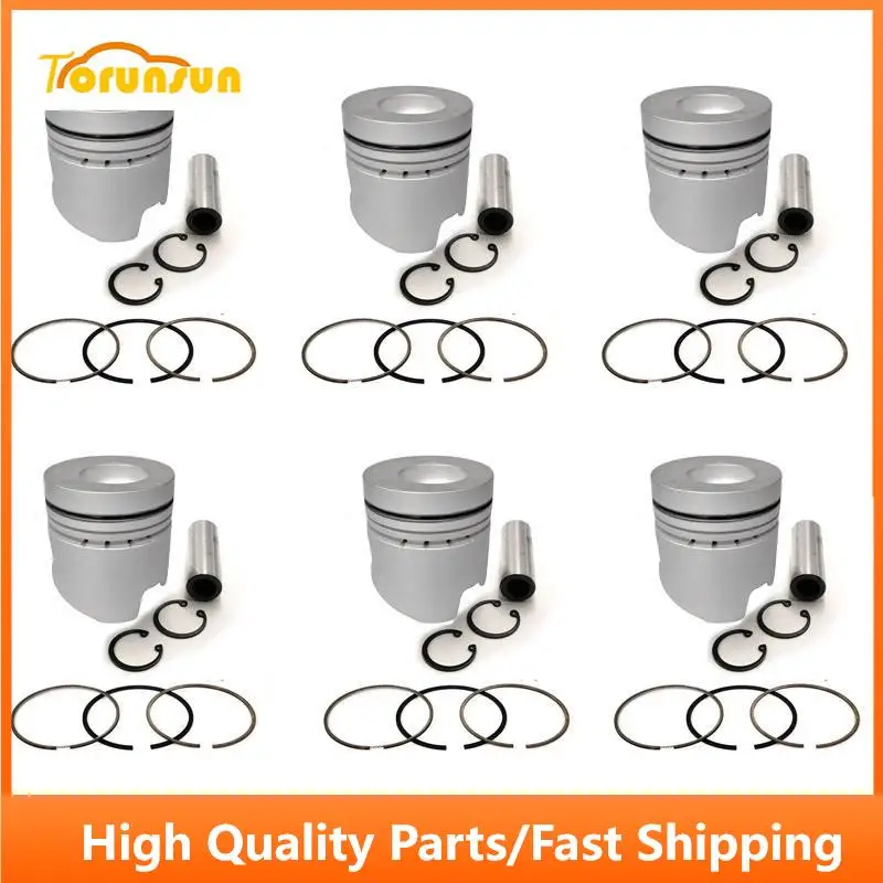 

New 6 Sets STD Piston Kit With Ring ME133179 Fit For Mitsubishi 6M61 Engine 118MM