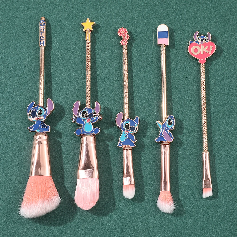 Cartoon 5 Pz/Set Lilo And Stitch Set Di Pennelli Per Trucco Anime Figure Powder Eye Shadow Foundation Blush Blending Beauty Make Up Brush