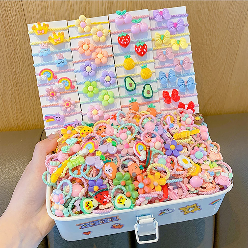Hair Ties 50/100 Pieces Cute Thumb High Elasticity Does Not Hurt Hair Sweet Little Girl Hair Rope Kidsren's