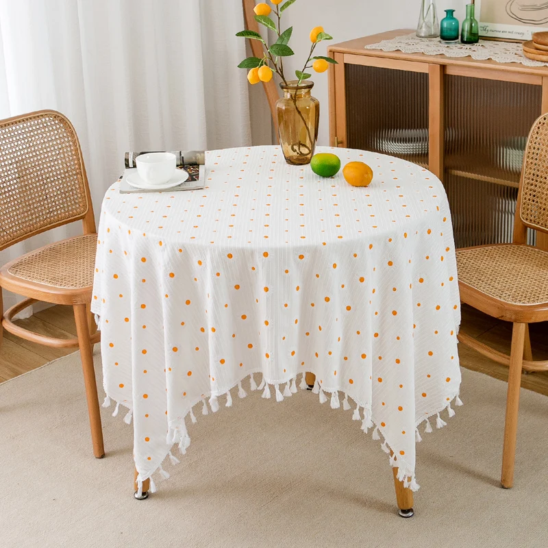 

White tablecloth, dining table cloth, small round table, square living room, coffee table cloth, cover cloth