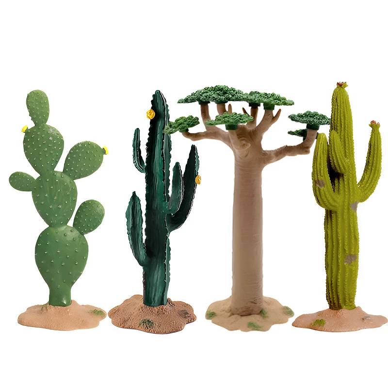 Simulazione Green Wild Plant Scene Baobab Tree Cactus Model Scenery Micro Landscape For Home Ornaments Garden Desk Decoration