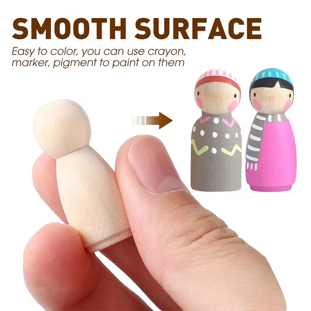 50 Pcs Little Wooden Man DIY Boxed Dolls Painting Unfinished People Figures Hand-Painted Graffiti Toys For Children 2