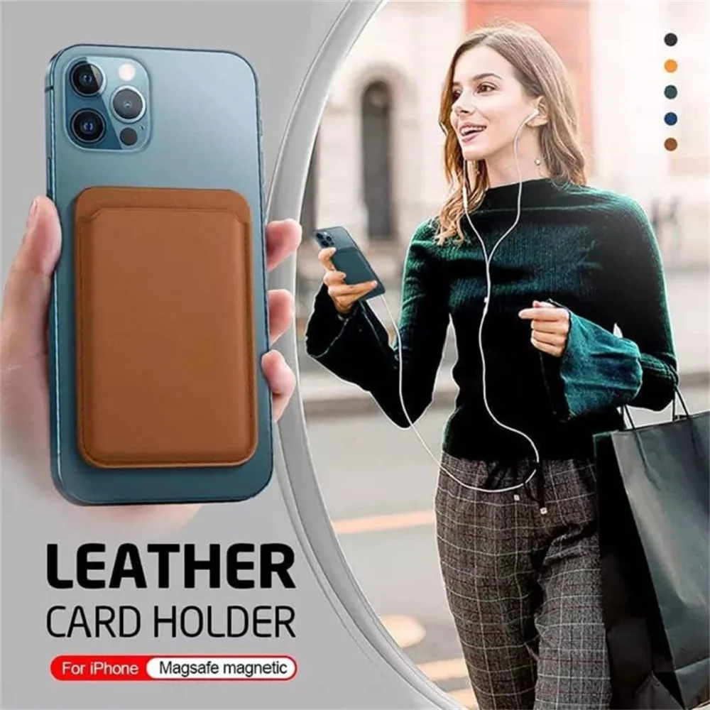 Leather Wallet Case with MagSafe Compatibility and Card Holder