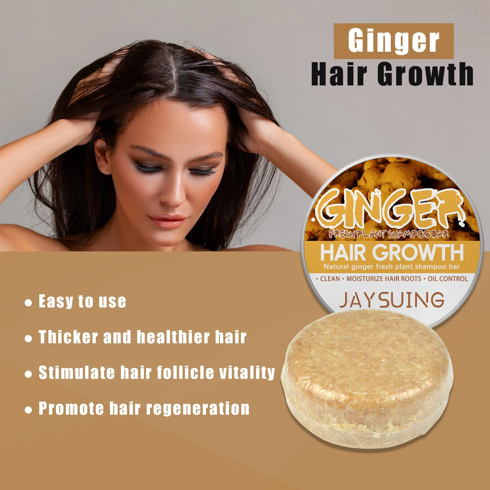 Ginger Shampoo Soap Promote Hair Growth Natural Plant Anti Dandruff Itching Prevent Hair Loss Scalp Treatment Hair Shampoo Bar 3