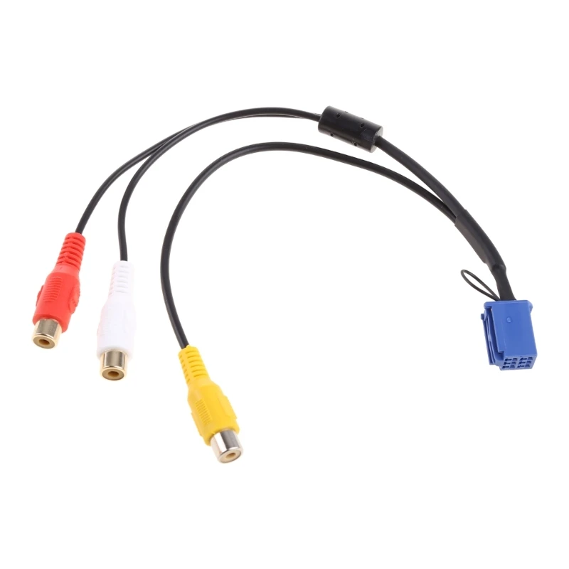 

094D Car 3RCA Cable Adapter For DVD Navigation Headunit 6Pin Blue Port 3040
