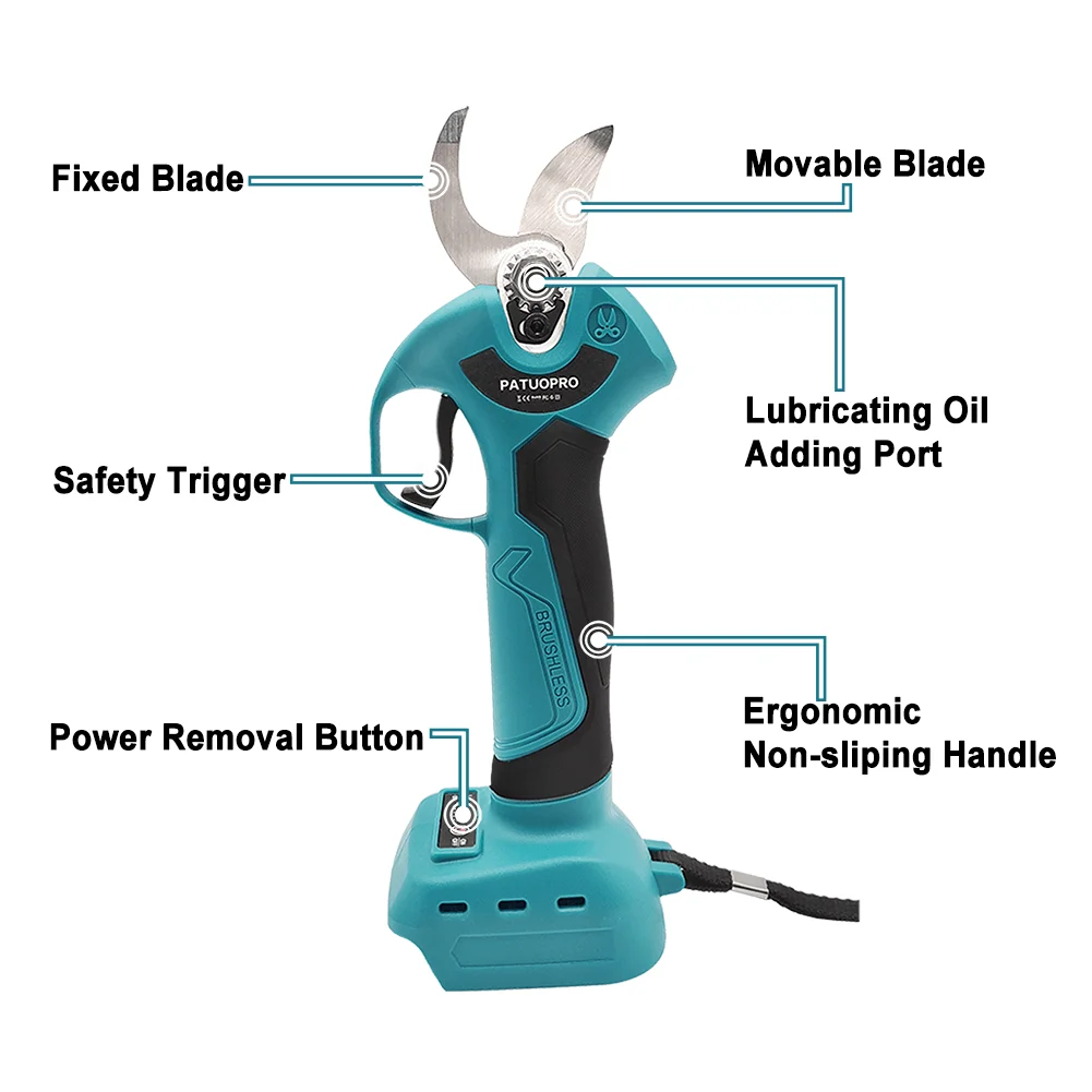 Cordless Pruning Shears Rechargeable Electric Scissors Brushless Garden Pruner Electric Cutter for Makita 18V Battery 2