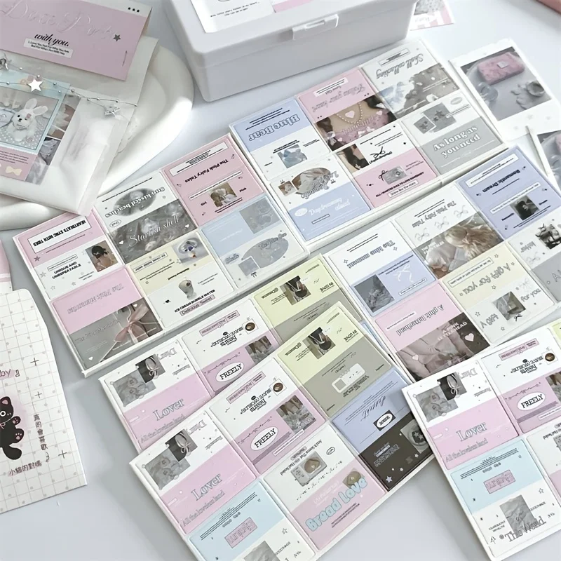 30pcs Mini Folded Cards with Crease Lines-INS Style Label Holders for Gift Packaging, 5 Sheets of Creative Paper Accessories