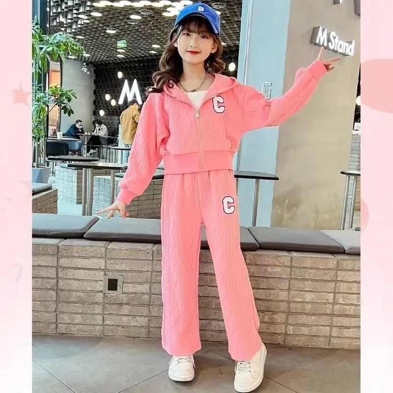 

1-12 Y Sweatshirt+Pants 2 Pieces Set Girls Kids Baby Autumn Winter Fashion Letter Jacket Trousers Suit Sports Casual New Clothes